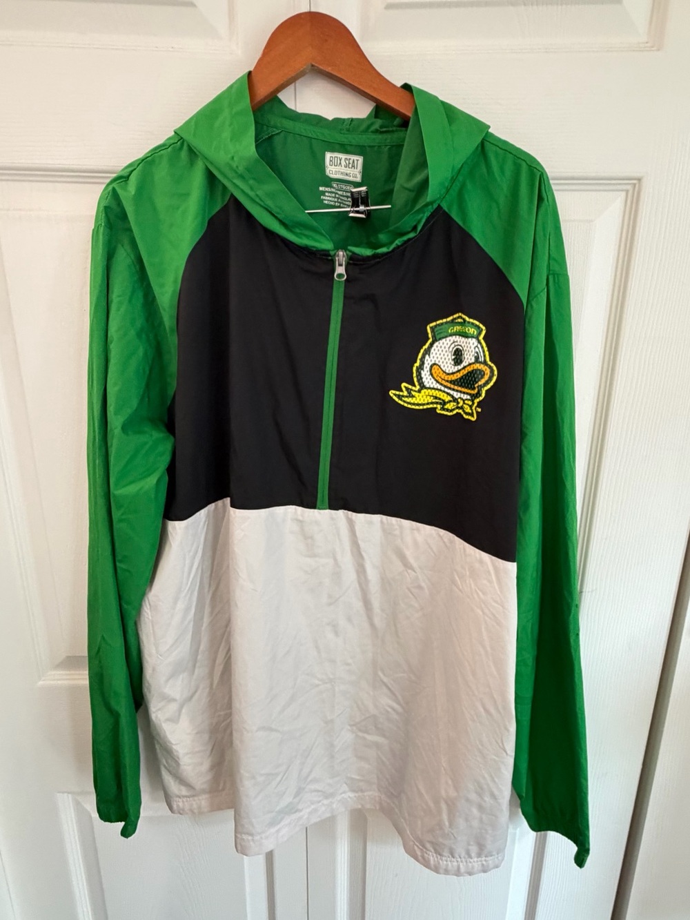 Box Seat Oregon Ducks Windbreaker Jacket XXL Green Black White Hooded NCAA